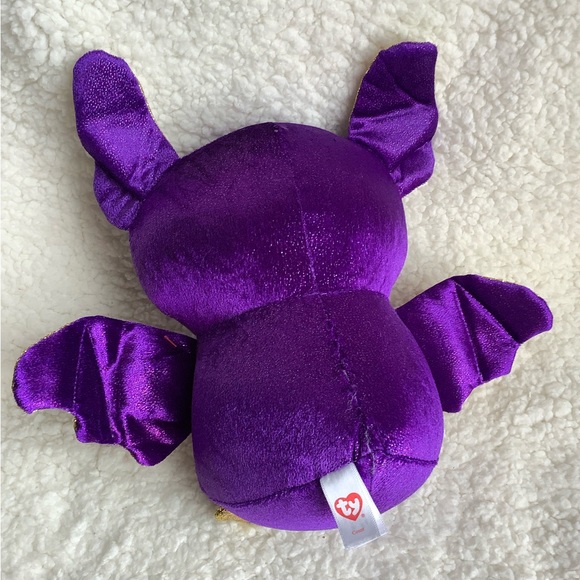 TY Beanie Boo Count Purple Bat with Gold ears, wings, eyes plush stuffed animal - Picture 4 of 4